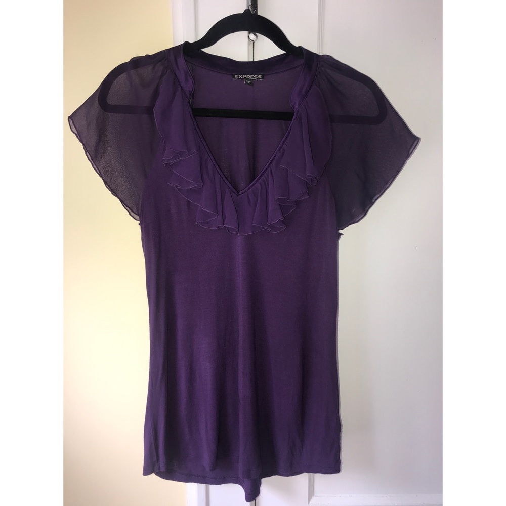 Express V-Neck Ruffled Top